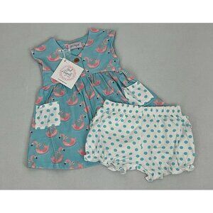 Boutique Girl August Sz 2 Flamingo Dress & Matching Ruffle Shorts NWT
